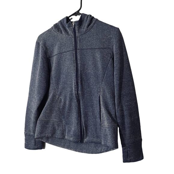 Danskin Now Blue Long Sleeve Hooded Casual Full Zip Knit Jacket Women Sz S - Picture 4 of 9